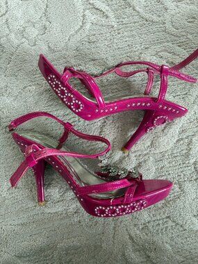 Pink Bejeweled High Heels